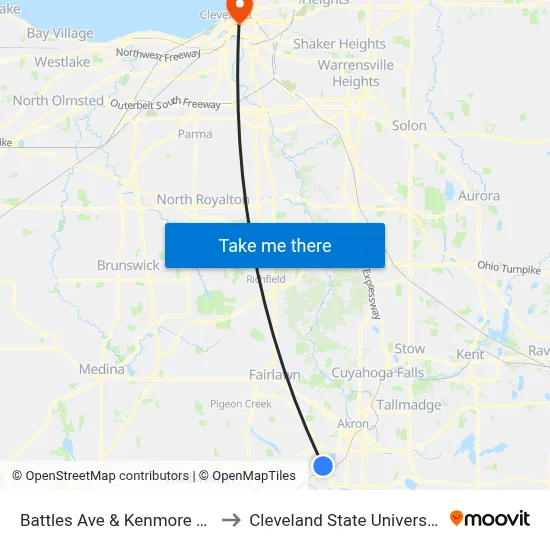 Battles Ave & Kenmore Hs to Cleveland State University map