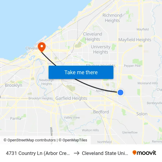 4731 Country Ln (Arbor Crest Apts) to Cleveland State University map