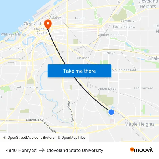 4840 Henry St to Cleveland State University map