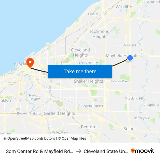 Som Center Rd & Mayfield Rd (Layover) to Cleveland State University map