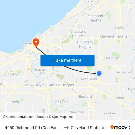4250 Richmond Rd (Ccc East Entrance) to Cleveland State University map