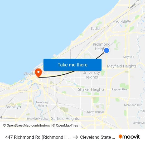 447 Richmond Rd (Richmond Hts High School) to Cleveland State University map