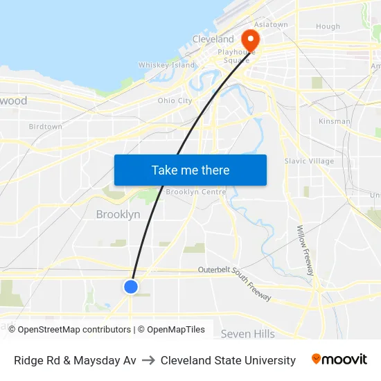 Ridge Rd & Maysday Av to Cleveland State University map