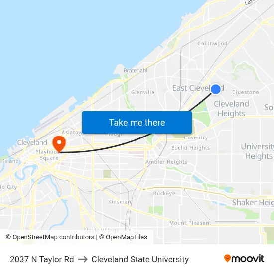 2037 N Taylor Rd to Cleveland State University map