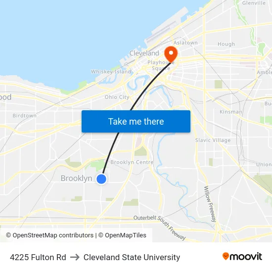 4225 Fulton Rd to Cleveland State University map