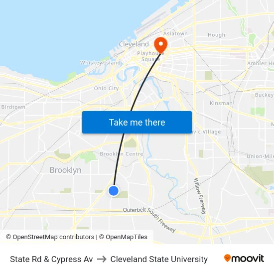 State Rd & Cypress Av to Cleveland State University map