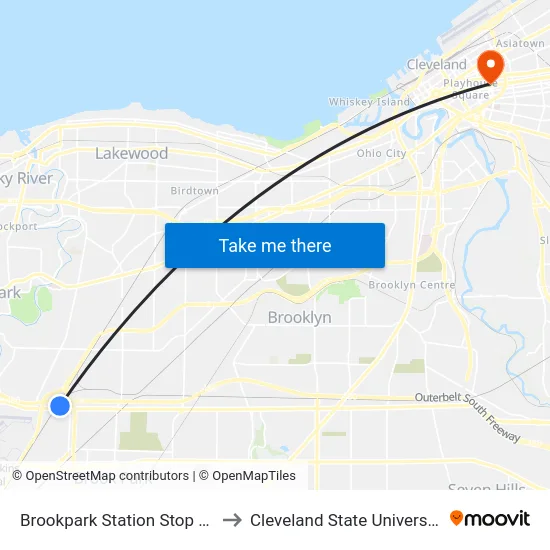 Brookpark Station Stop #2 to Cleveland State University map