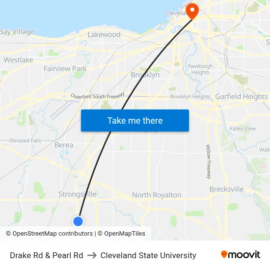 Drake Rd & Pearl Rd to Cleveland State University map