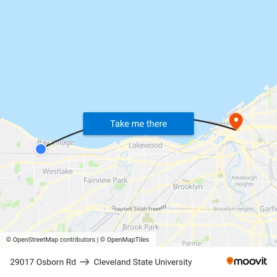 29017 Osborn Rd to Cleveland State University map