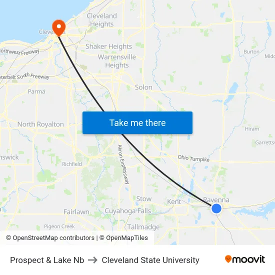 Prospect & Lake Nb to Cleveland State University map