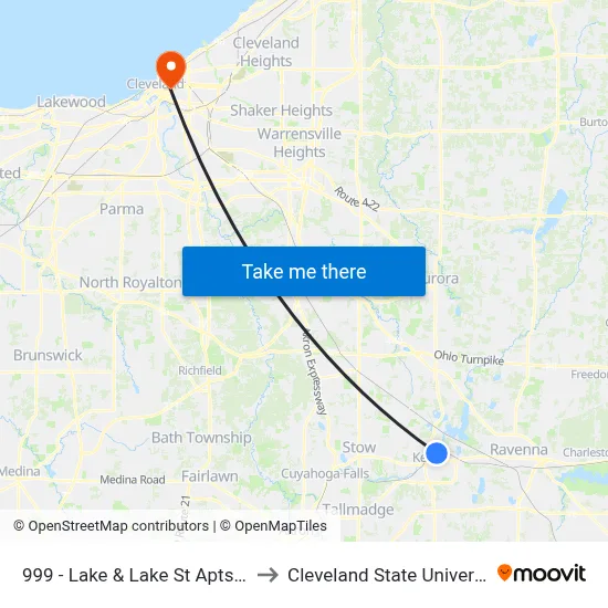 999 - Lake & Lake St Apts Wb to Cleveland State University map