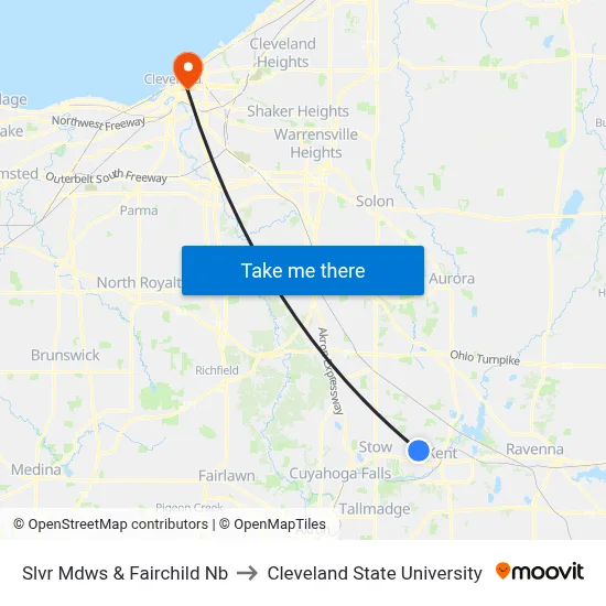 Slvr Mdws & Fairchild Nb to Cleveland State University map
