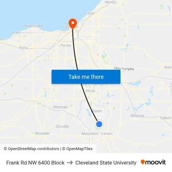 Frank Rd NW 6400 Block to Cleveland State University map