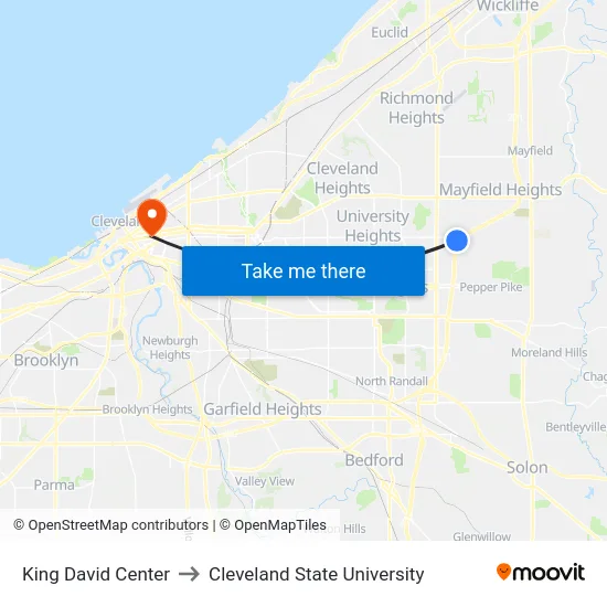 King David Center to Cleveland State University map