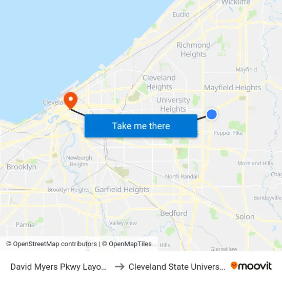 David Myers Pkwy Layover to Cleveland State University map