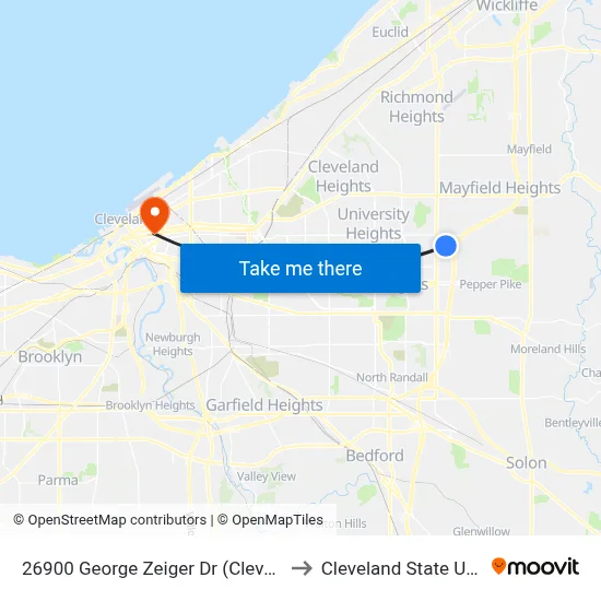 26900 George Zeiger Dr (Cleveland Clinic) to Cleveland State University map