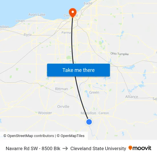 Navarre Rd SW - 8500 Blk to Cleveland State University map