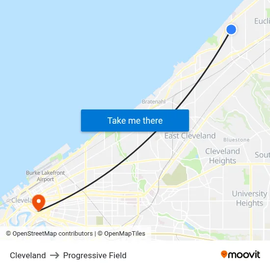 Cleveland to Progressive Field map