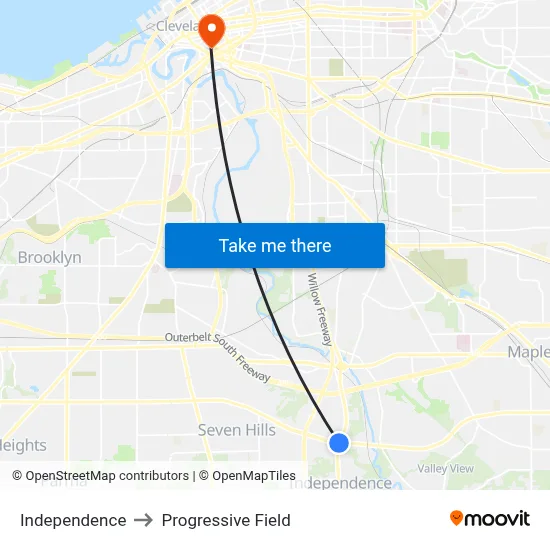 Independence to Progressive Field map