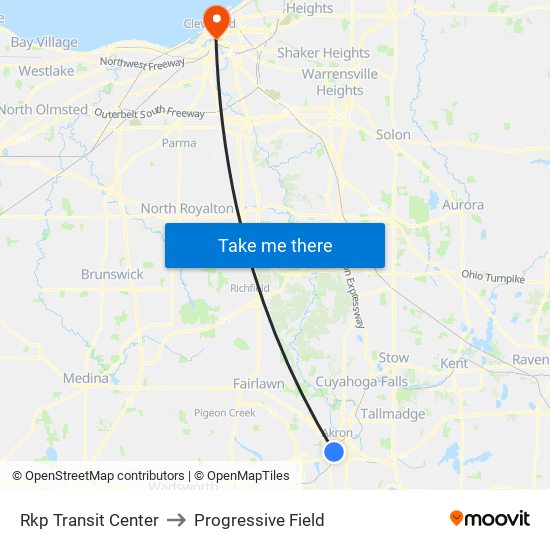 Rkp Transit Center to Progressive Field map