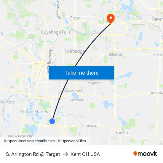 S. Arlington Rd @ Target to Kent OH USA map