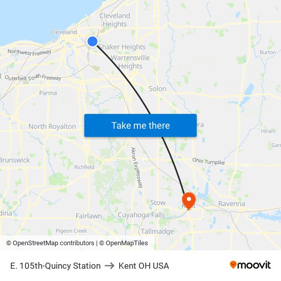 E. 105th-Quincy Station to Kent OH USA map