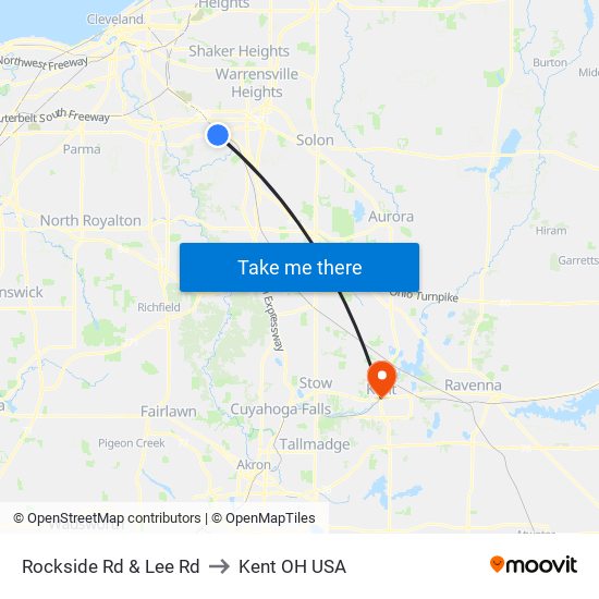 Rockside Rd & Lee Rd to Kent OH USA map