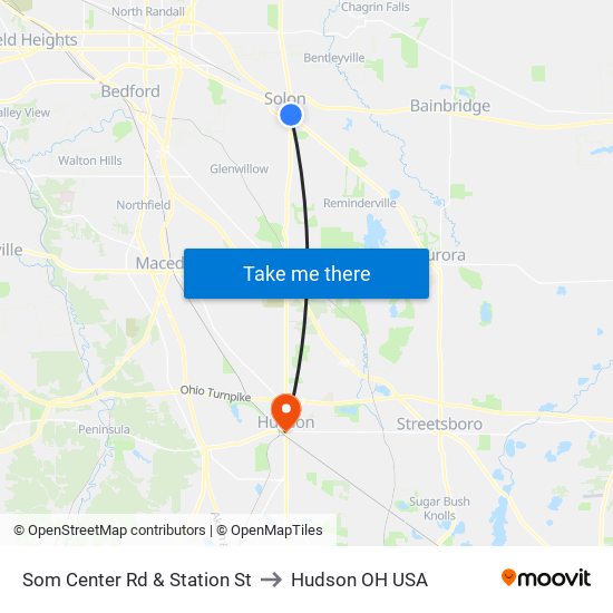 Som Center Rd & Station St to Hudson OH USA map