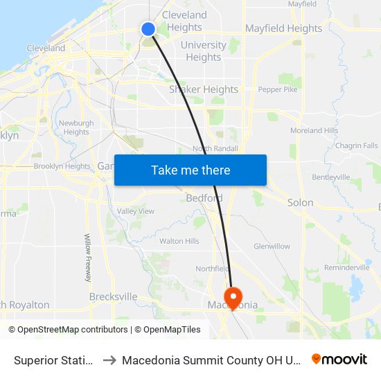 Superior Station to Macedonia Summit County OH USA map