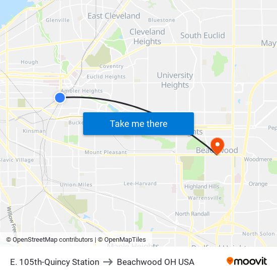 E. 105th-Quincy Station to Beachwood OH USA map