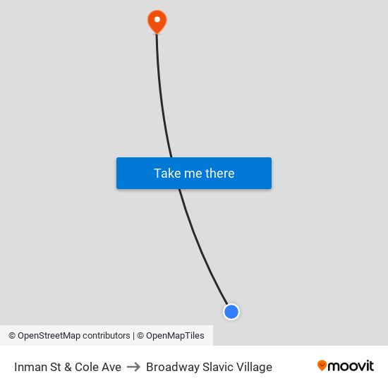 Inman St & Cole Ave to Broadway Slavic Village map