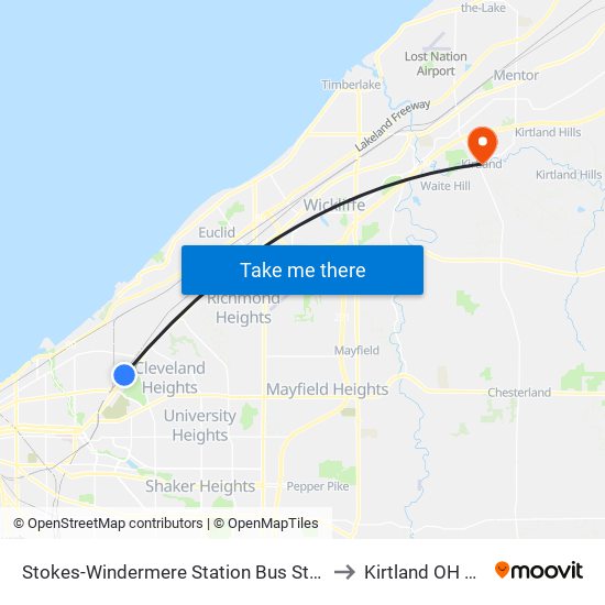 Stokes-Windermere Station Bus Stop #4 to Kirtland OH USA map