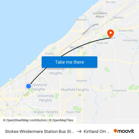 Stokes-Windermere Station Bus Stop #3 to Kirtland OH USA map