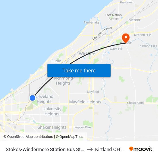 Stokes-Windermere Station Bus Stop #5 to Kirtland OH USA map