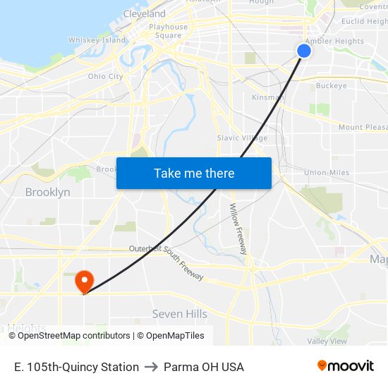 E. 105th-Quincy Station to Parma OH USA map