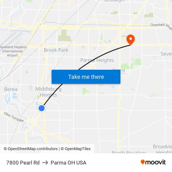 7800 Pearl Rd to Parma OH USA map