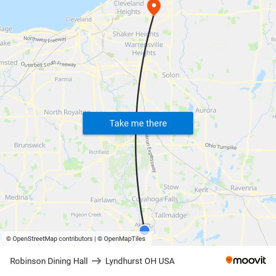 Robinson Dining Hall to Lyndhurst OH USA map