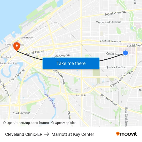 Cleveland Clinic-ER to Marriott at Key Center map