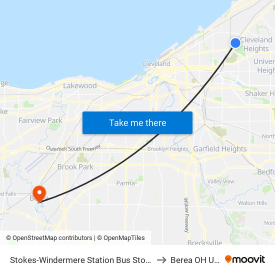 Stokes-Windermere Station Bus Stop #4 to Berea OH USA map