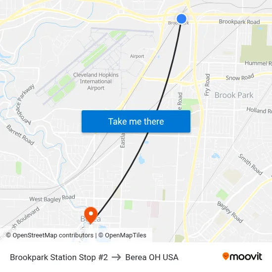 Brookpark Station Stop #2 to Berea OH USA map