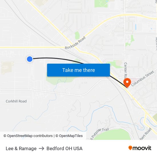 Lee & Ramage to Bedford OH USA map