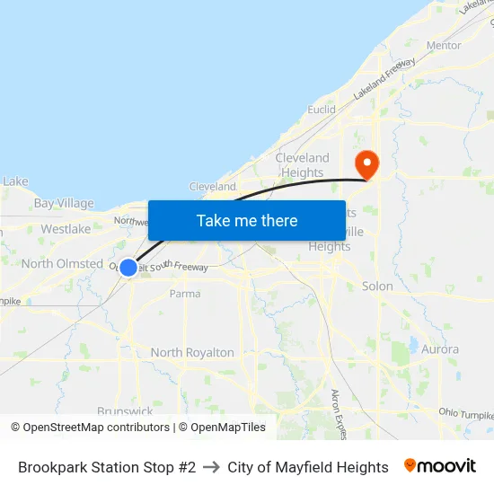 Brookpark Station Stop #2 to City of Mayfield Heights map