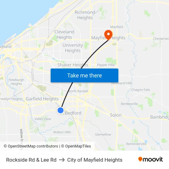 Rockside Rd & Lee Rd to City of Mayfield Heights map