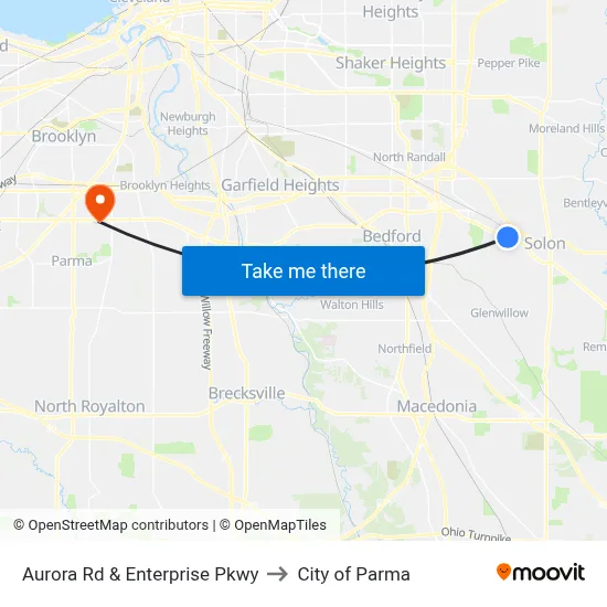 Aurora Rd & Enterprise Pkwy to City of Parma map