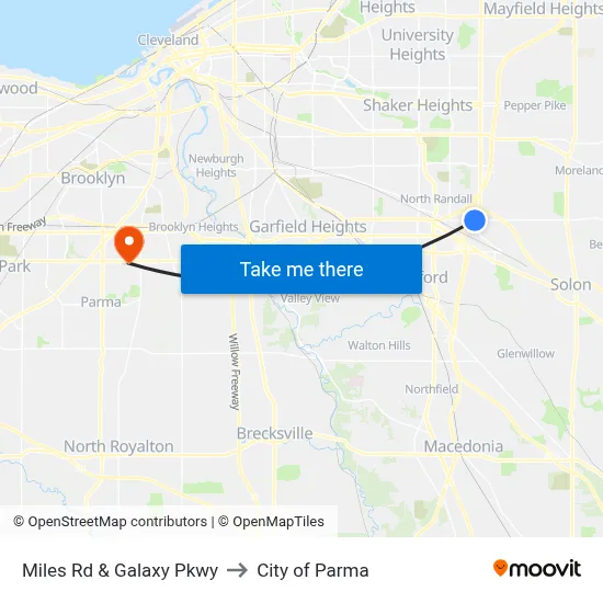 Miles Rd & Galaxy Pkwy to City of Parma map