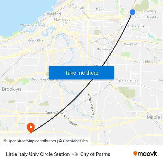 Little Italy-Univ Circle Station to City of Parma map