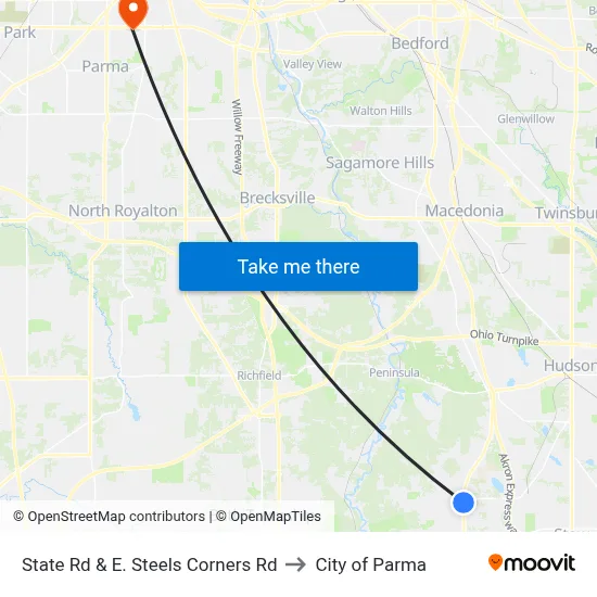 State Rd & E. Steels Corners Rd to City of Parma map