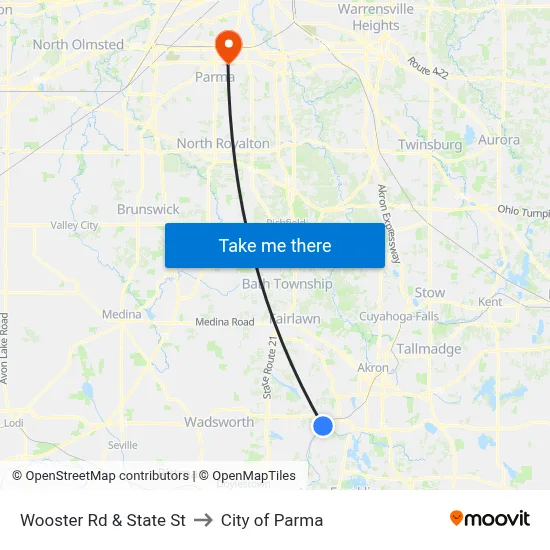 Wooster Rd & State St to City of Parma map