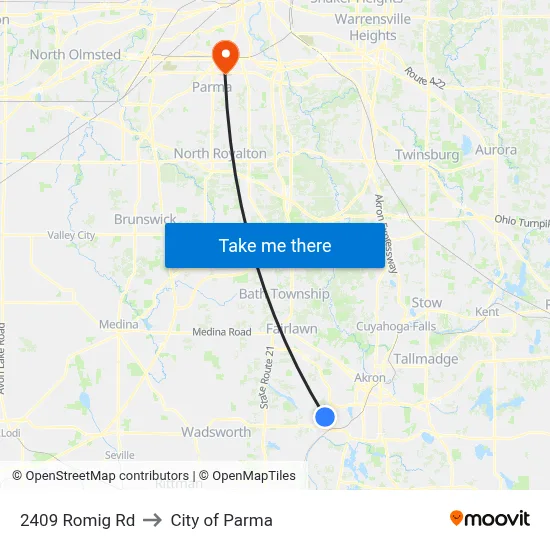 2409 Romig Rd to City of Parma map
