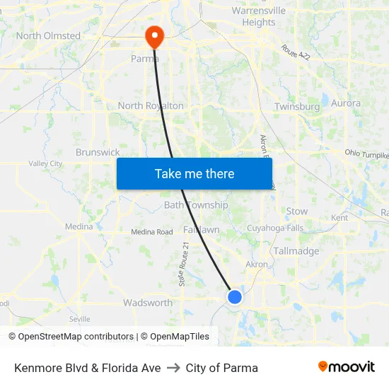 Kenmore Blvd  & Florida Ave to City of Parma map